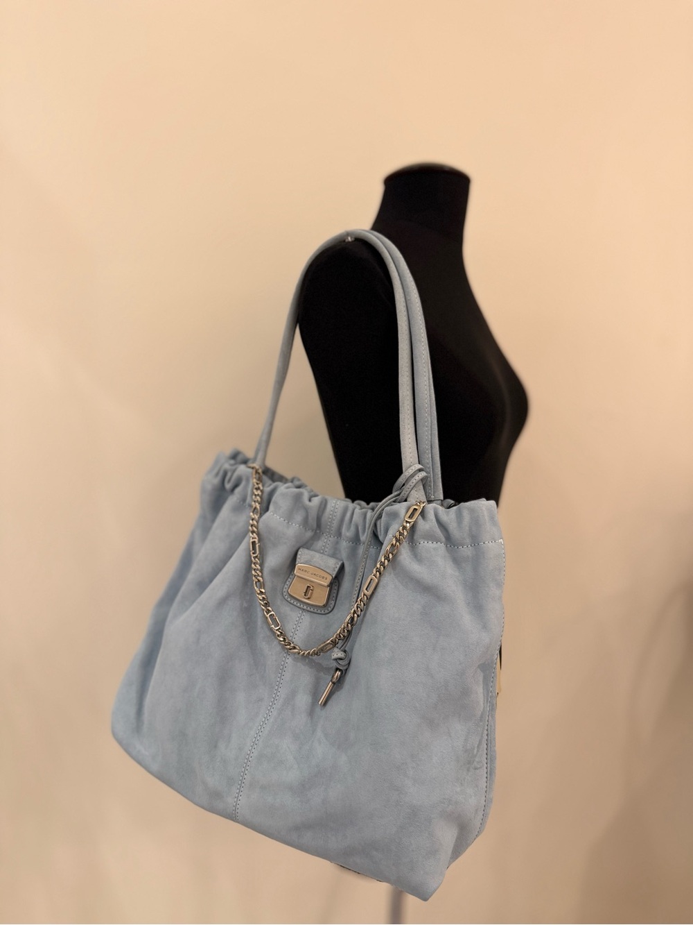 NWT Marc Jacobs THE SUEDE CRISTINA TOTE - blue mist